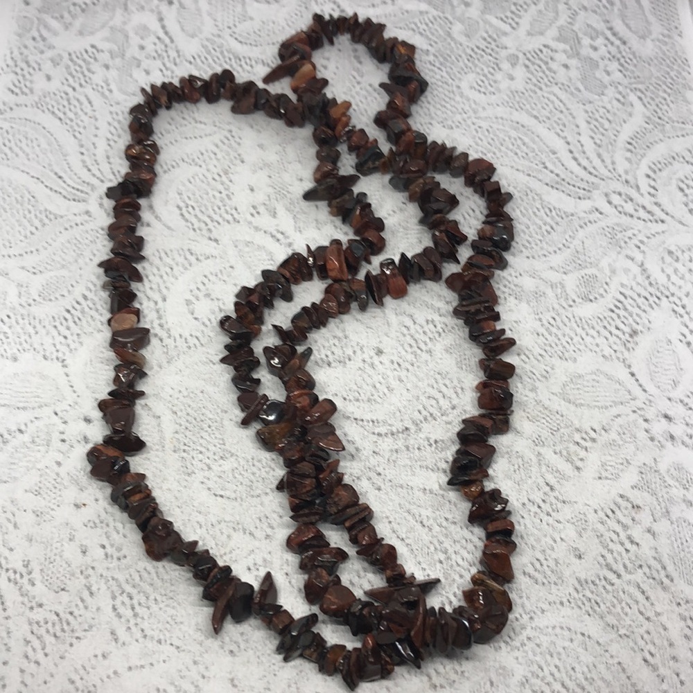 Artisan made natural stone/gemstone beads/chips infinity necklace boho